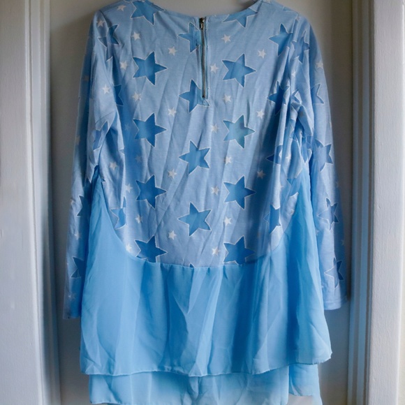 Yimeiyi Sky Blue Chiffon Star Cutout Top Size XXL - Picture 3 of 6